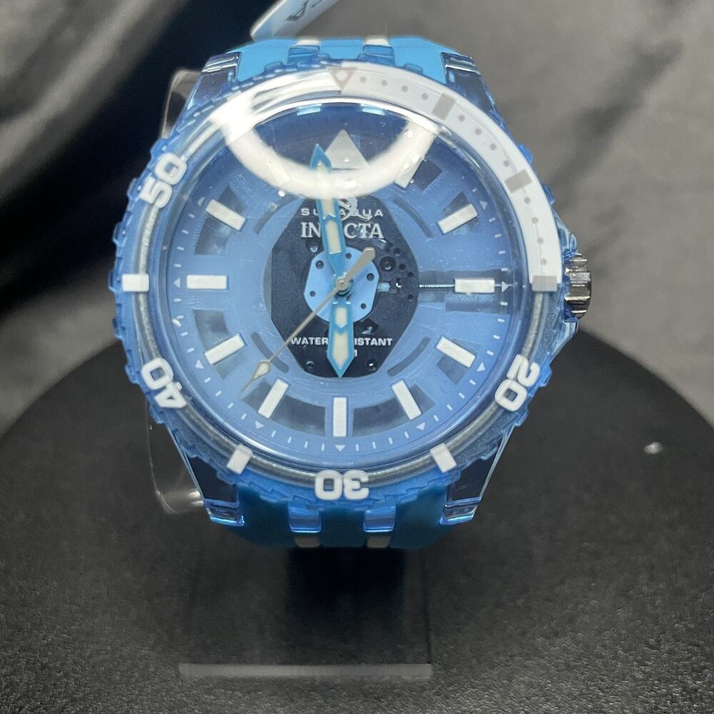 Invicta Subaqua Blue Men’s Watch 44MM Chronograph Rotating Bezel Silicone Band
